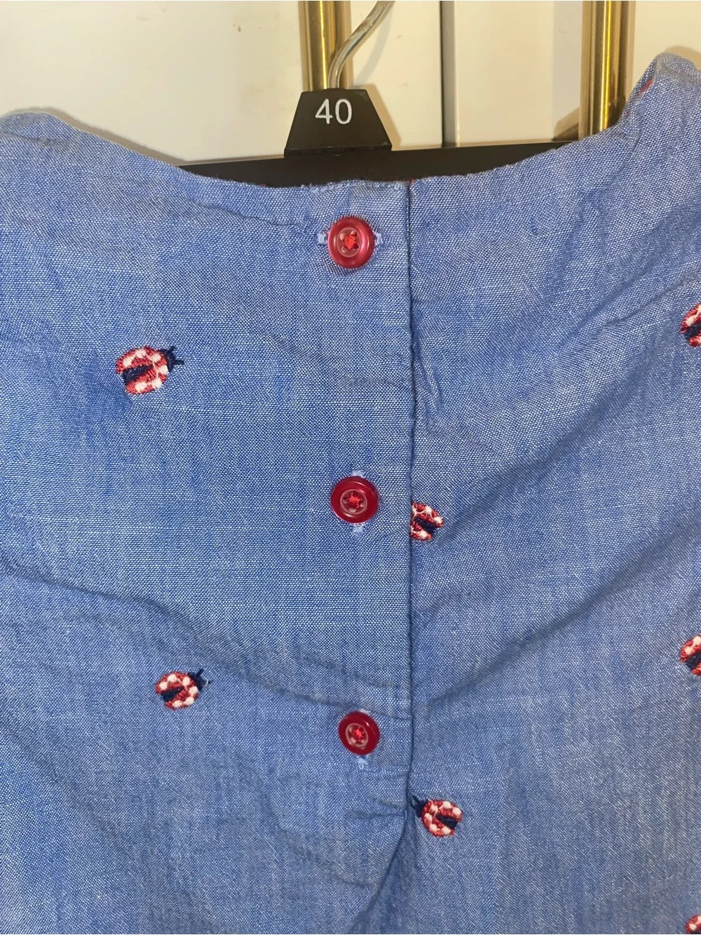 Gymboree short-sleeve Girls Embroidered Chambray Dress Little Ladybug Blue done